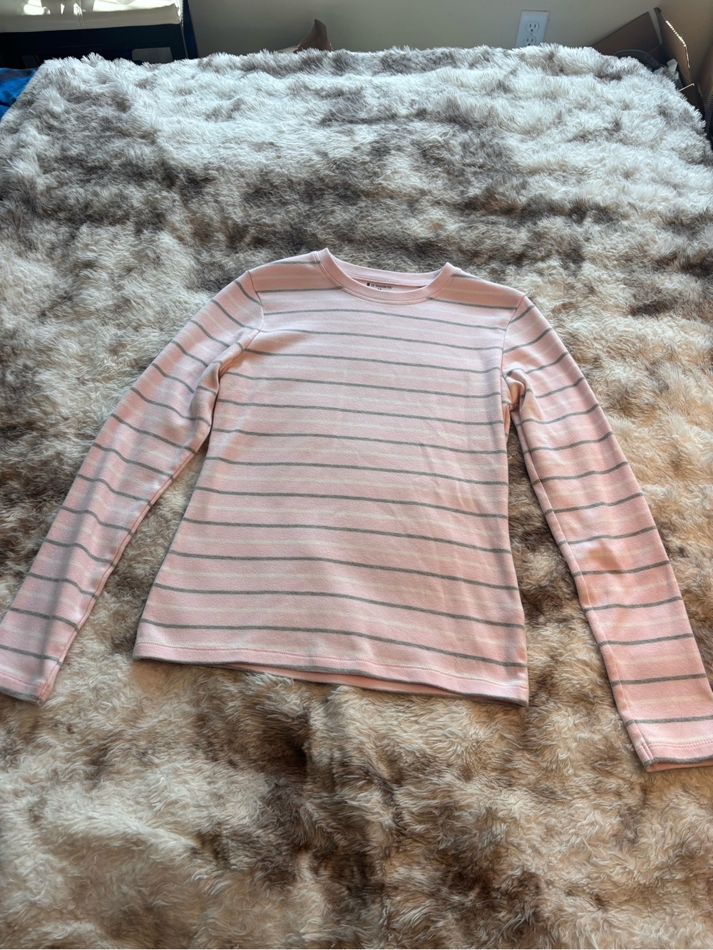No Boundaries Pink and Gray Striped Long Sleeve Top